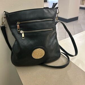 Crossbody Bag Black with Gold Accents- no flaws- the leather is gorgeous